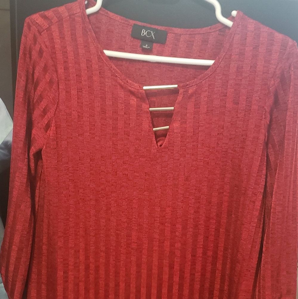 BCX red long sleeve blouse in size S